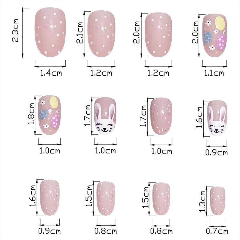 24pcs Oval Rabbit Easter Egg Teacher Fake Nail