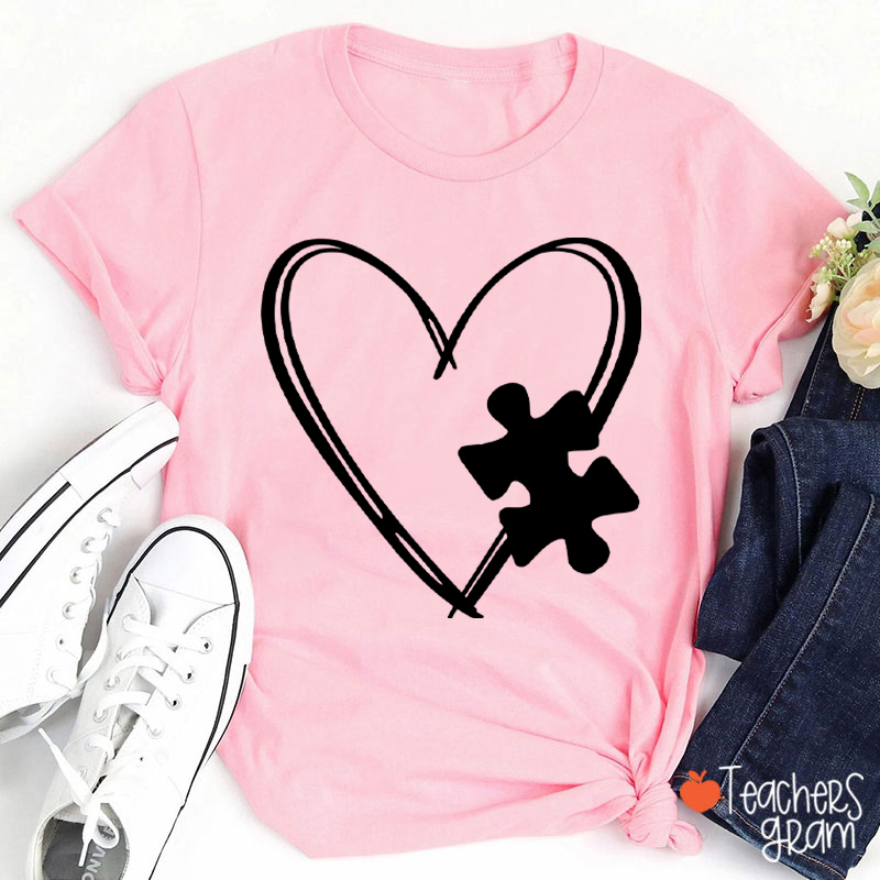 Love Autism Puzzle Teacher T-Shirt