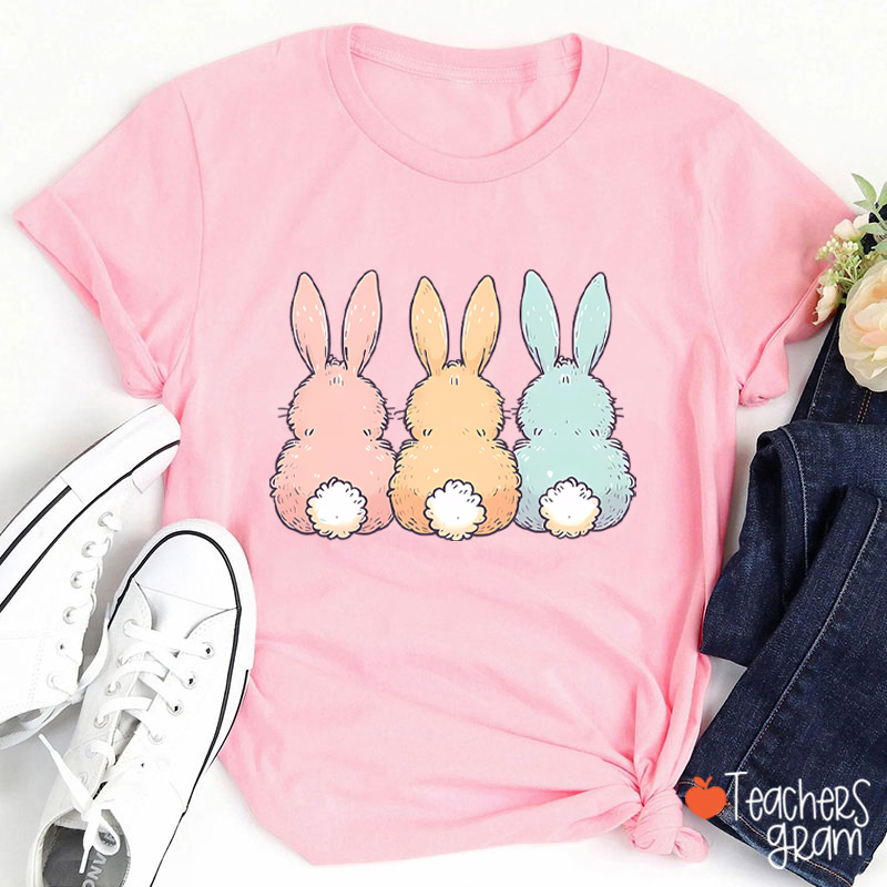 Three Cute Bunnies Teacher T-Shirt