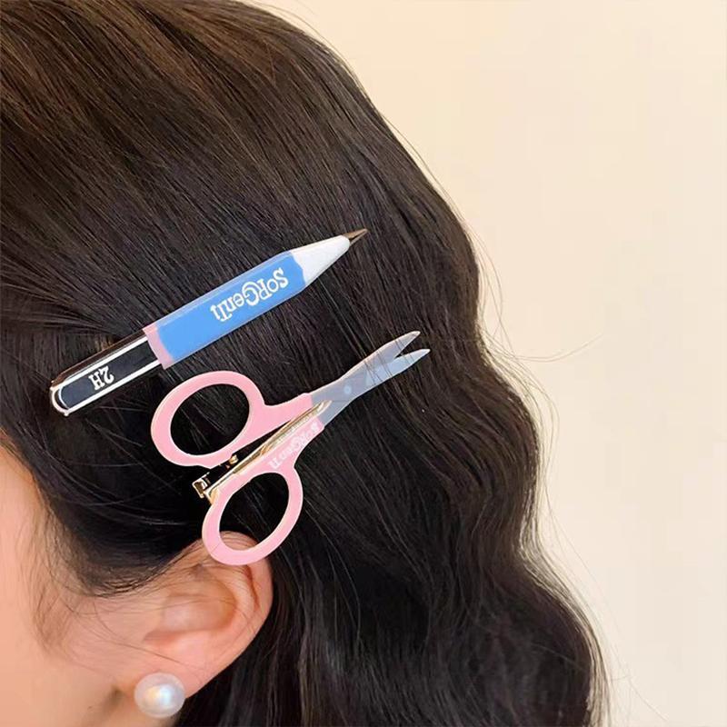 Pencil Scissors Teacher Hair Clip