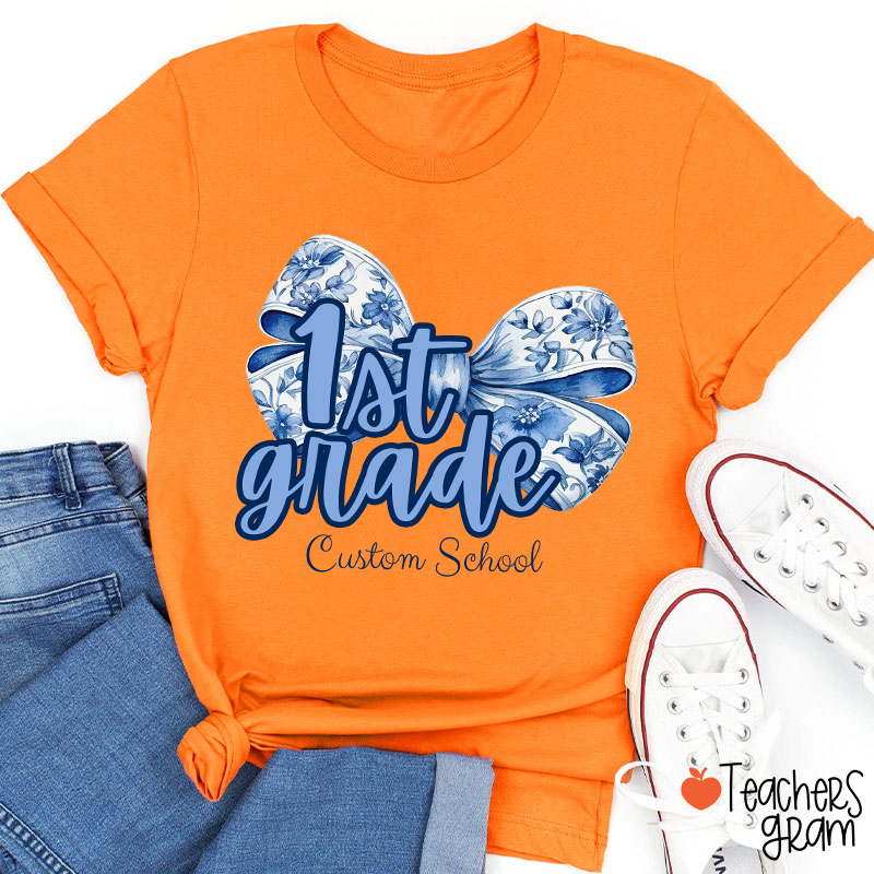 Personalized Bow Tie And Swash Teacher T-Shirt