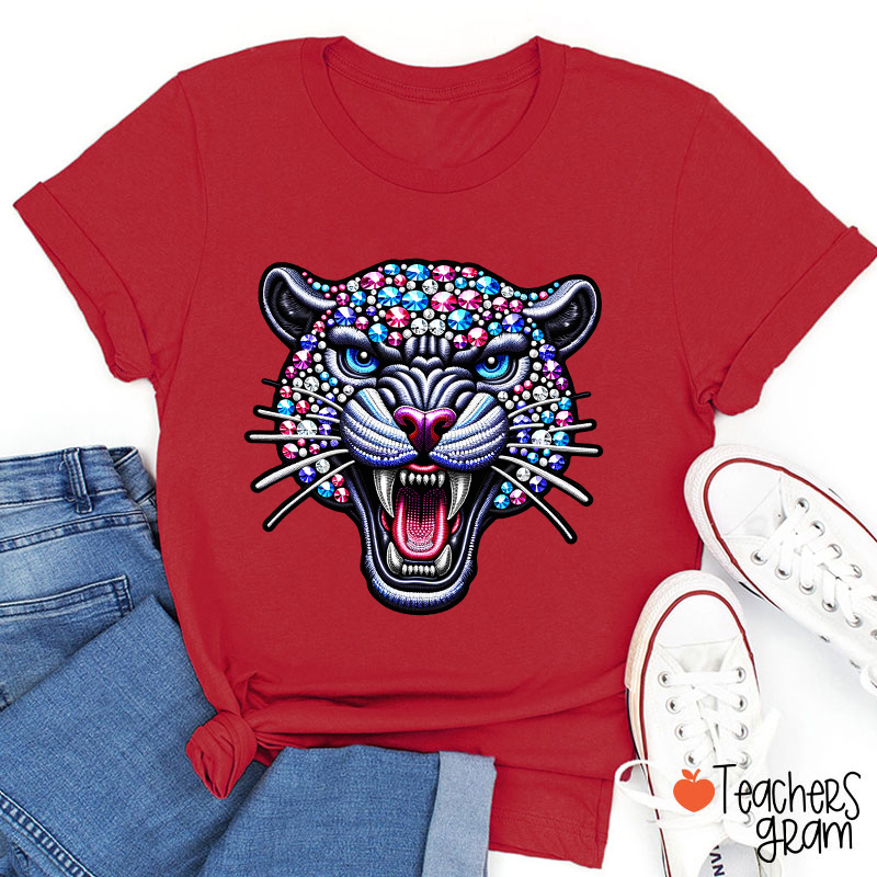Personalized Mascot Sparkly Diamond School Spirit Teacher T-Shirt