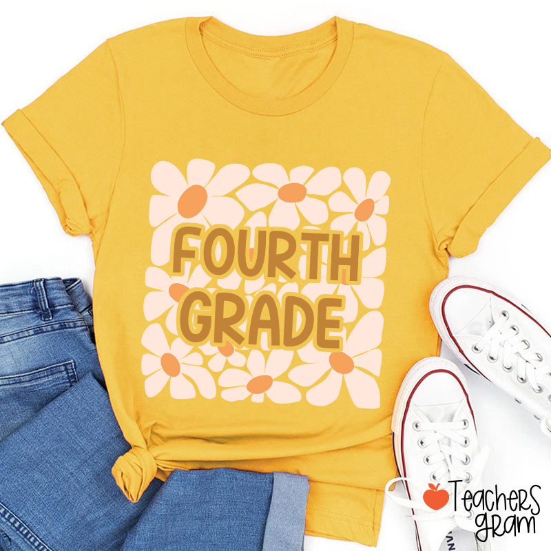 Personalized Yellow Daisy Grade Teacher T-Shirt Sale-Teachersgram
