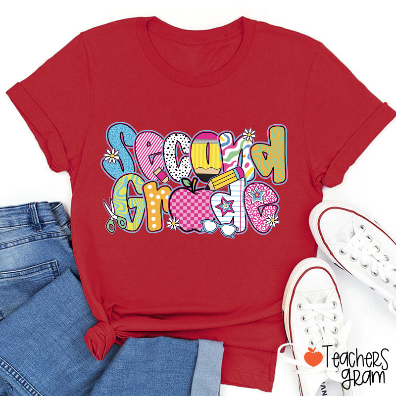 Personalized Grade Apple First Day Teacher T-Shirt