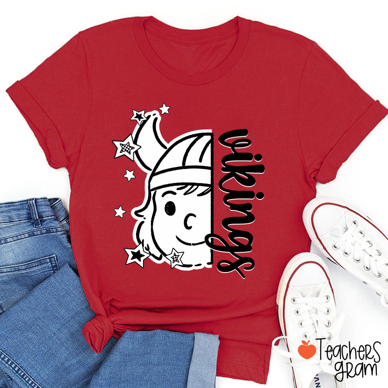 Personalized  Mascot Stick Figure Drawing Teacher T-Shirt