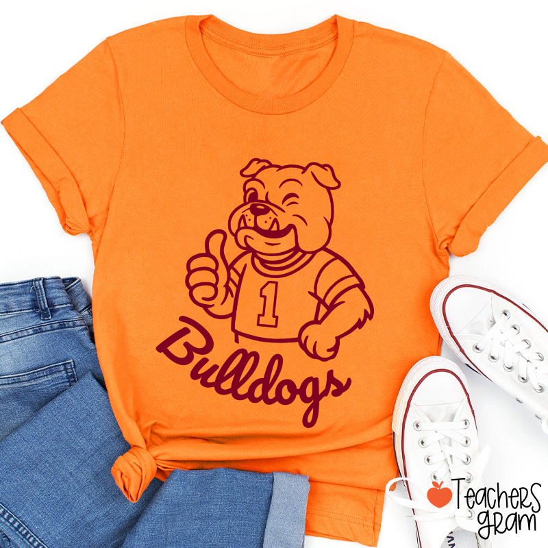 Personalized Cute Mascot And Your Number School Spirit Teacher T-Shirt