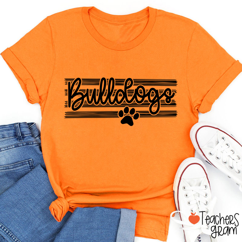 Personalized Mascot On Stripes Spirit Game Day Teacher T-Shirt