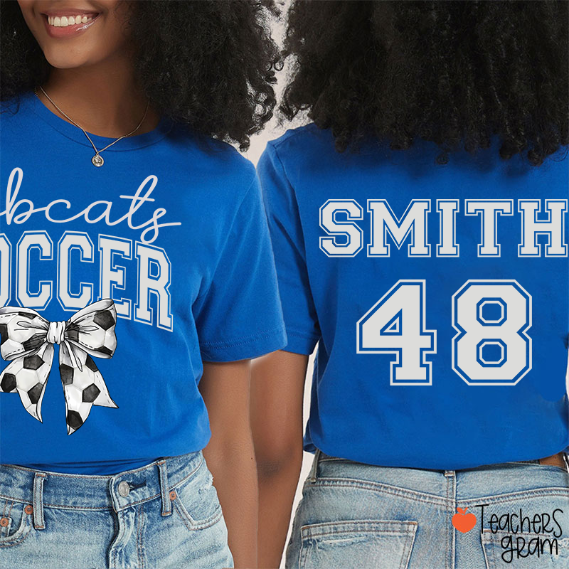 Personalized Mascot And Sport Bow Game Day Teacher Two Sided T-Shirt