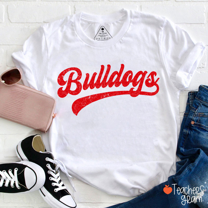 Personalized Mascot Washed And Distressed Print Teacher T-Shirt
