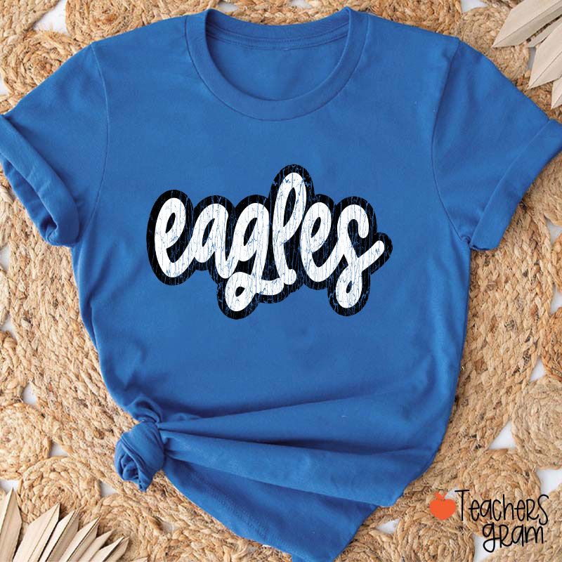 Personalized Mascot Washed And Distressed Print Teacher T-Shirt
