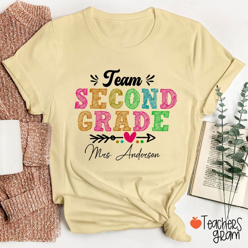 Personalized Team Name Arrow Heart Teacher T-Shirt