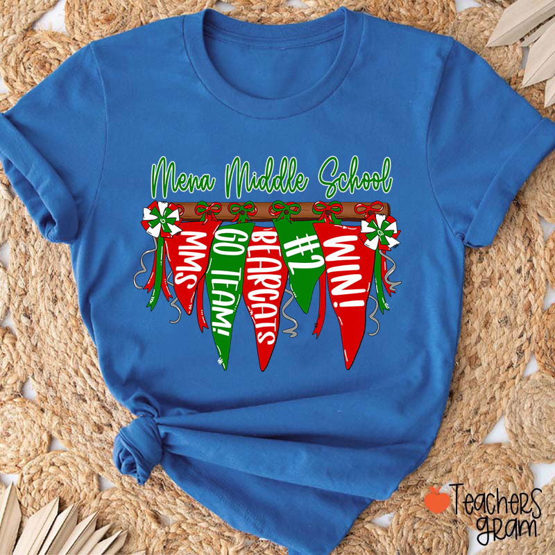 Personalized Mascot Pennant Banner Flag Teacher T-Shirt