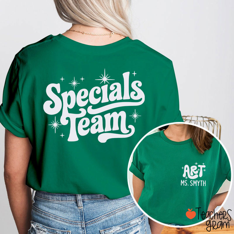 Personalized Suject And Name Specials Team Teacher Two Sided T-Shirt