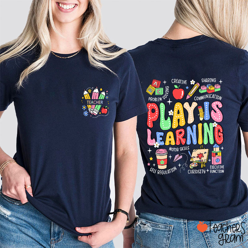 Personalized Text Play Is Learning Teacher Two Sided T-Shirt