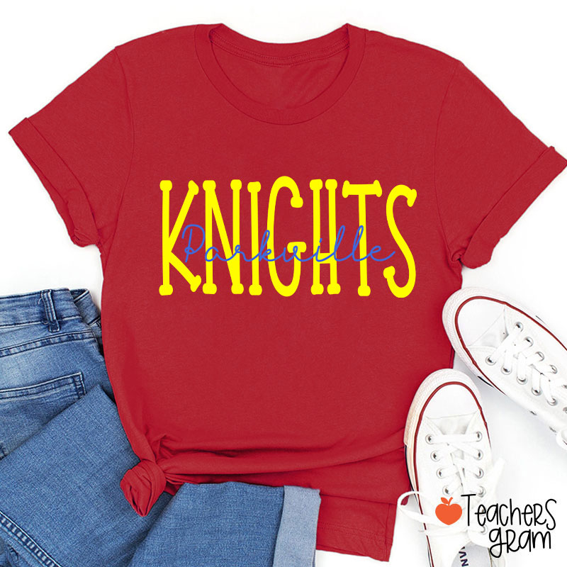 Personalized Mascot School Spirit Simple Contrasting Color Design Teacher T-Shirt