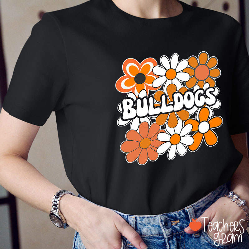 Personalized Mascot Flowers School Spirit Teacher T-Shirt