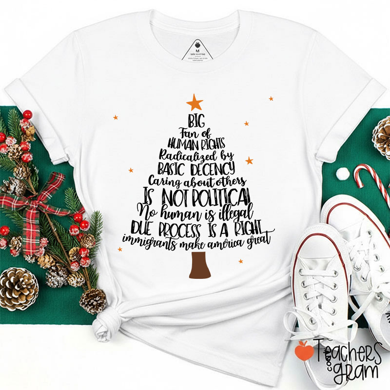 Big Fan Of Human Rights Christmas Tree Teacher T-Shirt