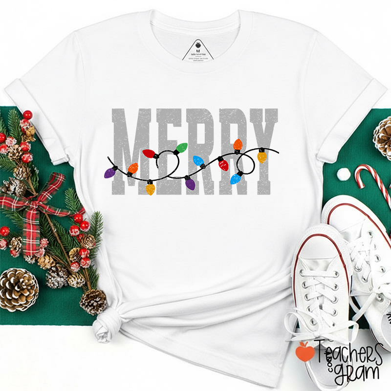 Merry Christmas Lights Teacher T-Shirt