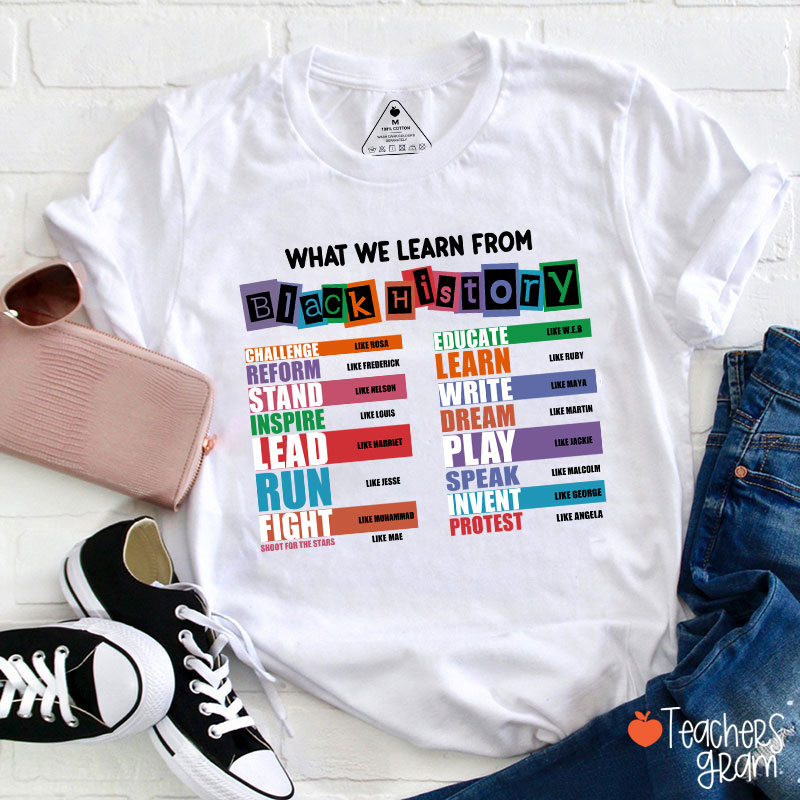 What We Learn From Black History Teacher T-Shirt