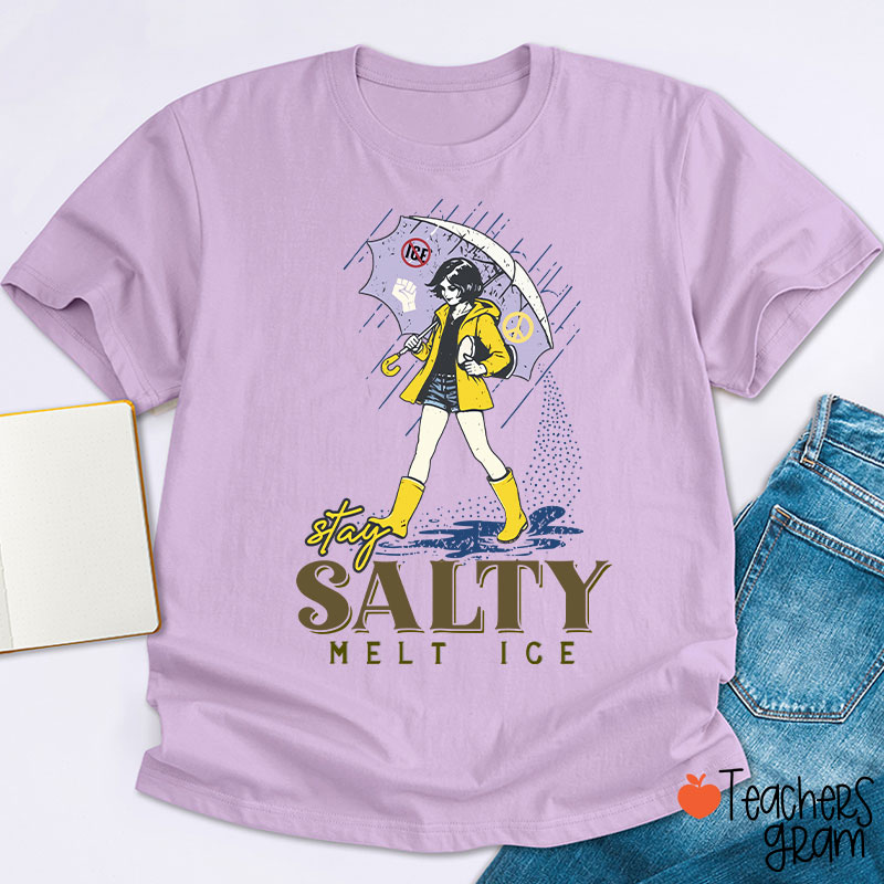 Subtle Anti Ice Stay Salty Protest Teacher T-Shirt