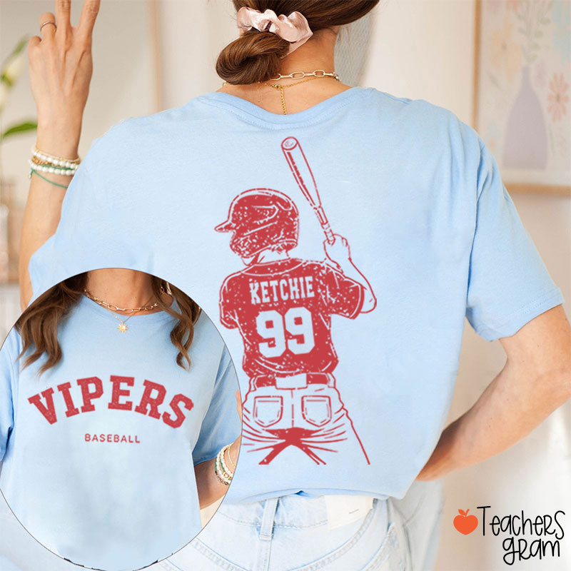 Personalized Baseball Mom Teacher Two Sided T-Shirt