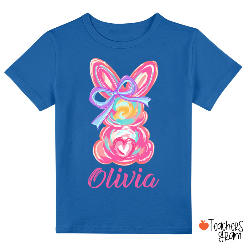 Personalized Name Watercolor Bunny Easter Class T-Shirt