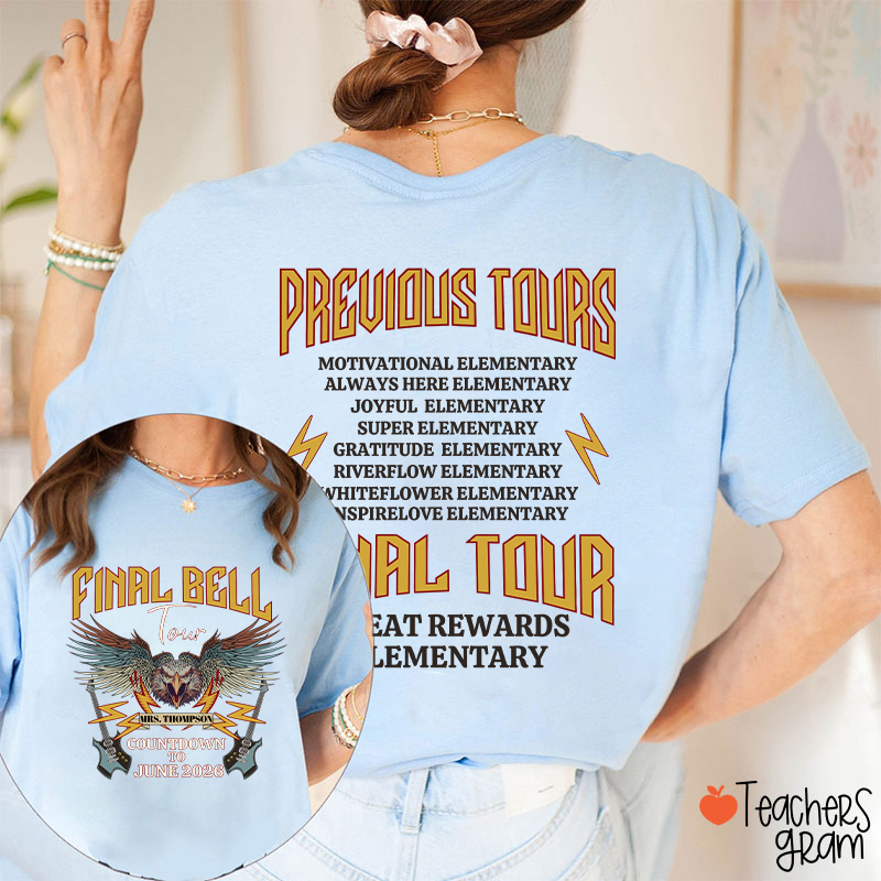 Personalized Funny Retirement Countdown Teacher Two Sided T-Shirt