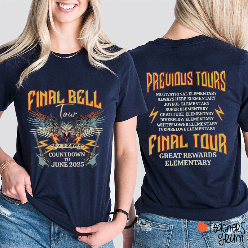 Personalized Funny Retirement Countdown Teacher Two Sided T-Shirt