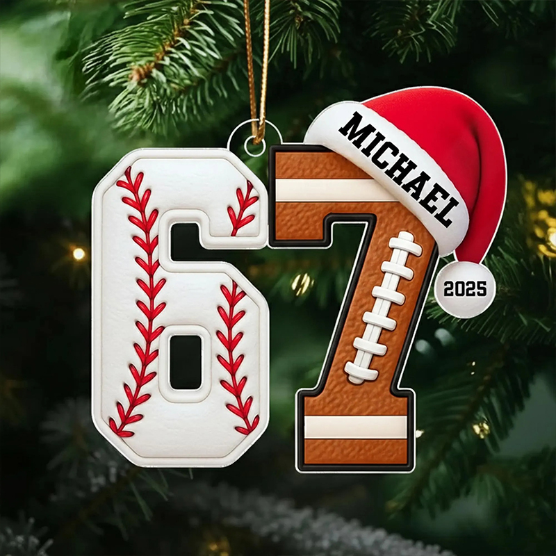 Personalized Name Six Seven Sport Christmas Teacher Ceramic Christmas Ornament