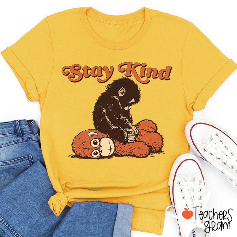 Punch Monkey Stay Kind Teacher T-Shirt