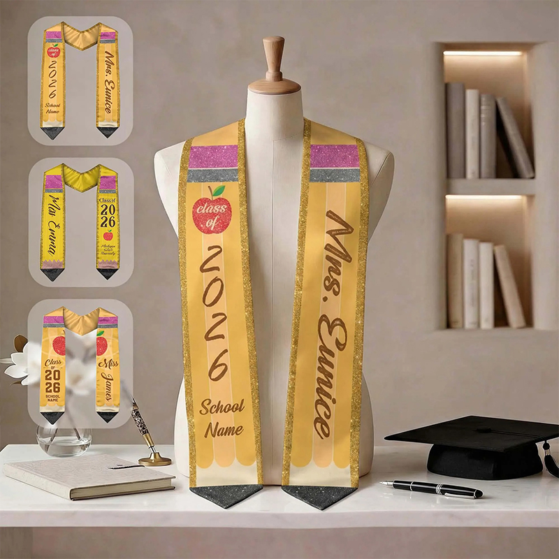 Personalized Pencil Teacher Graduation Stole
