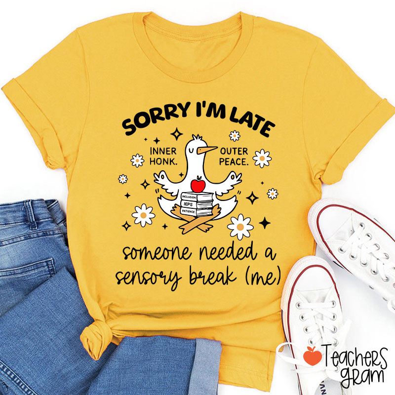Sorry I'm Late Someone Needed A Sensory Break Teacher T-Shirt