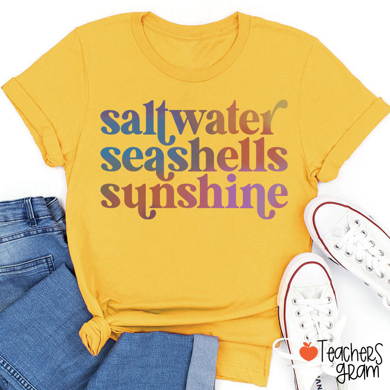 Saltwater Seashells Sunshine Teacher T-Shirt