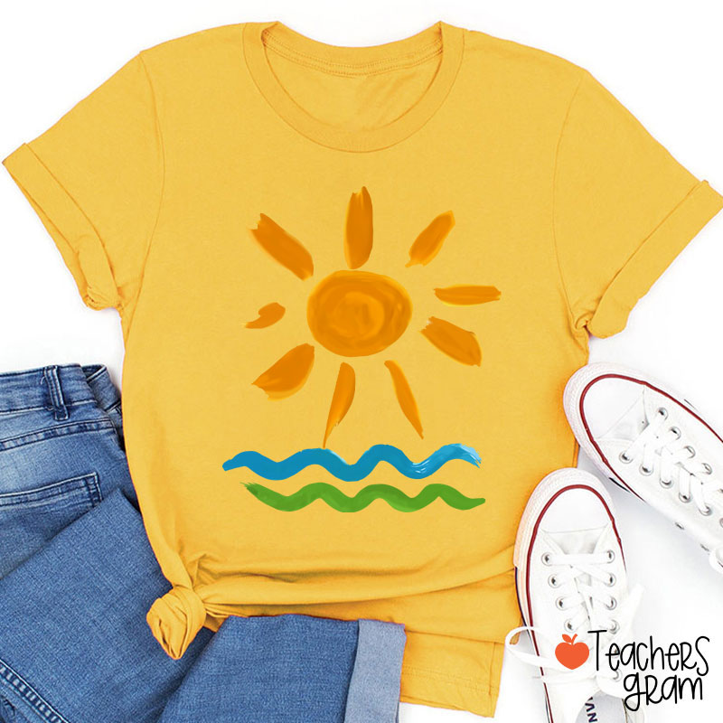 Hello Sunshine Summer Beach Teacher T-Shirt