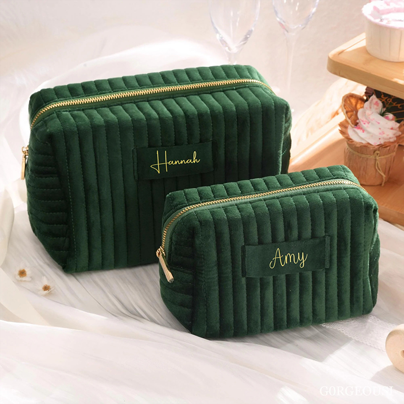 Personalized Velvet Bridesmaid Makeup Bag
