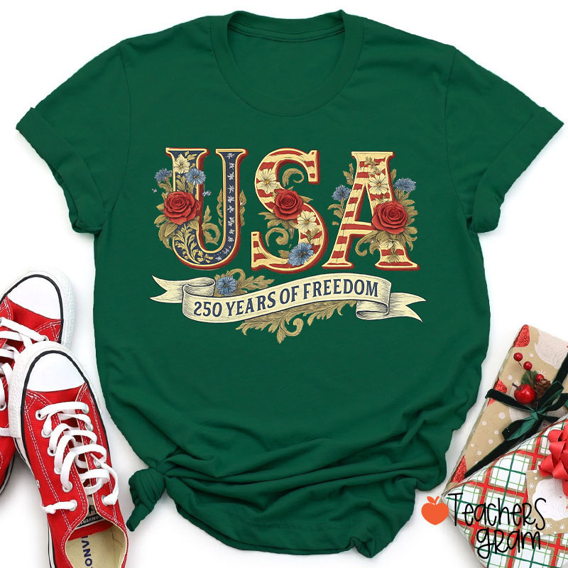 Usa 250 Years Of Freedom Teacher T-Shirt