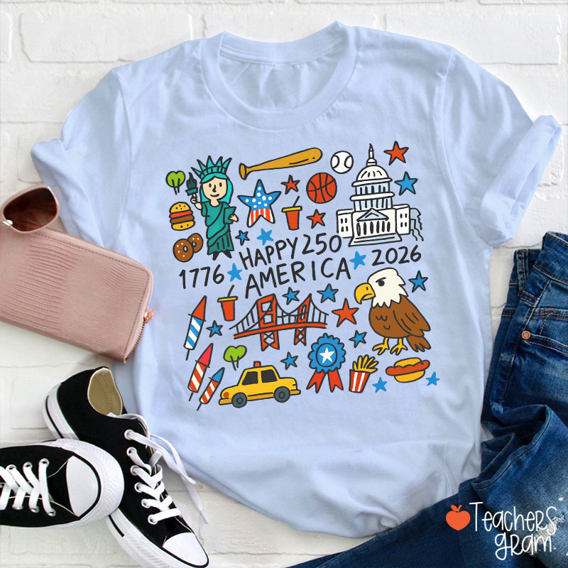  America 250th Anniversary Teacher T-Shirt