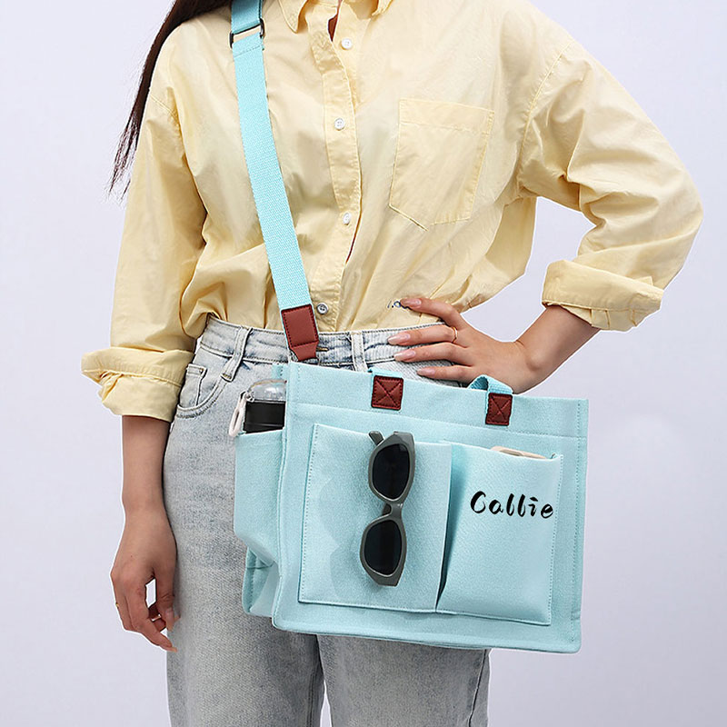 Personalized Name Teacher Multi-Pocket Canvas Bag