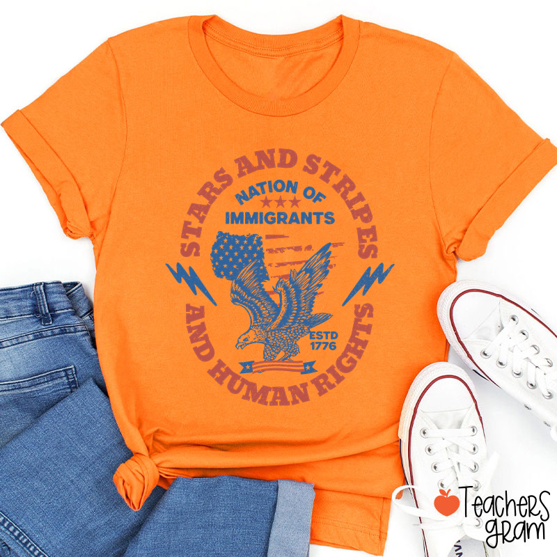 Stars Stripes And Human Rights Teacher T-Shirt