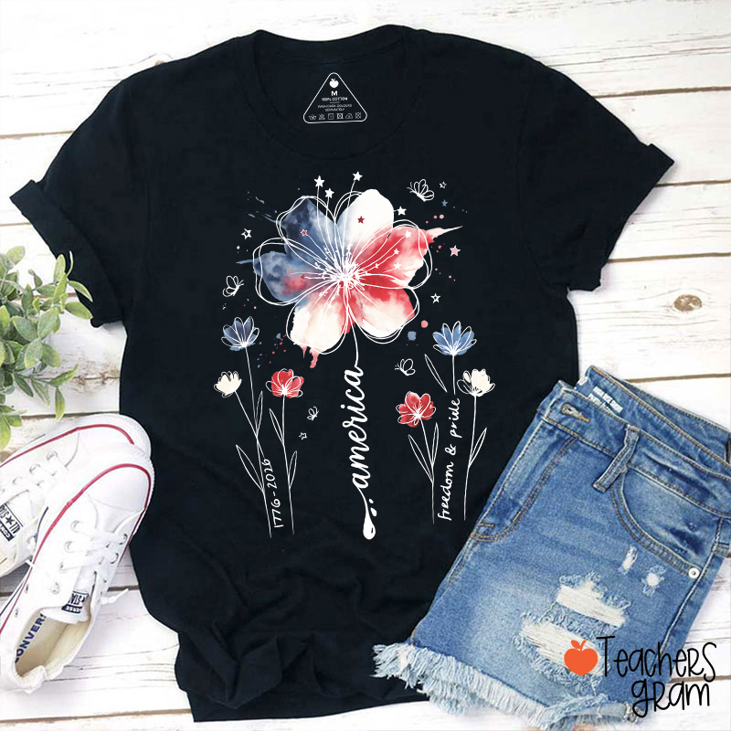 1776-2026 America Freedom And Pride Teacher T-Shirt