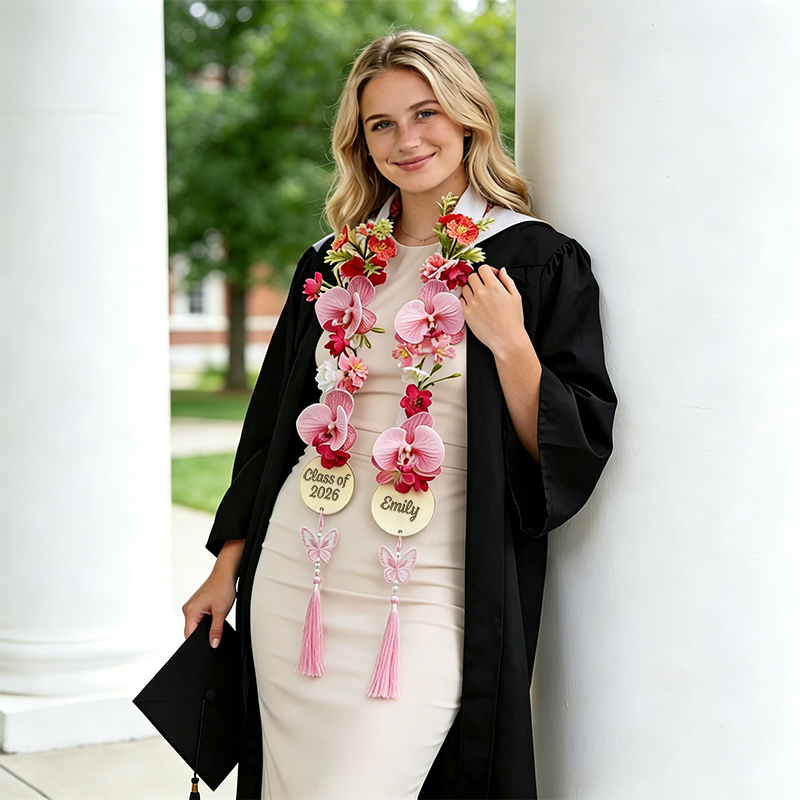 Personalized Name Flowers Teacher Graduation Stole