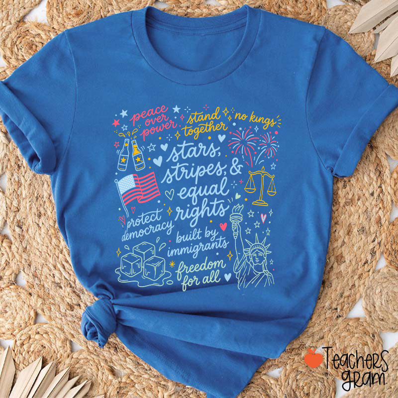 Doodle USA Political Equal Rights Teacher T-Shirt