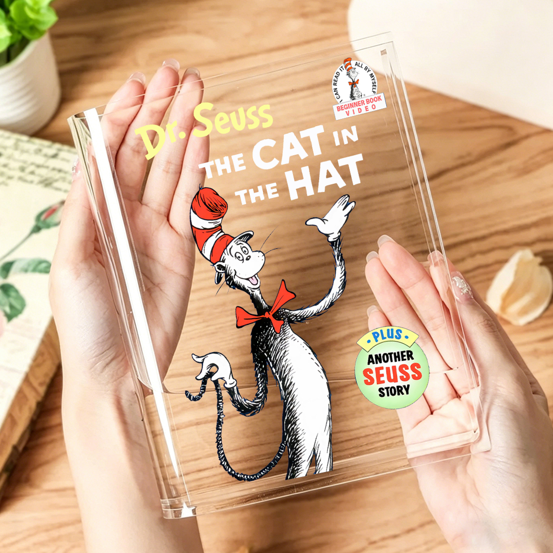 Hat Cat Acrylic Teacher Book Vase