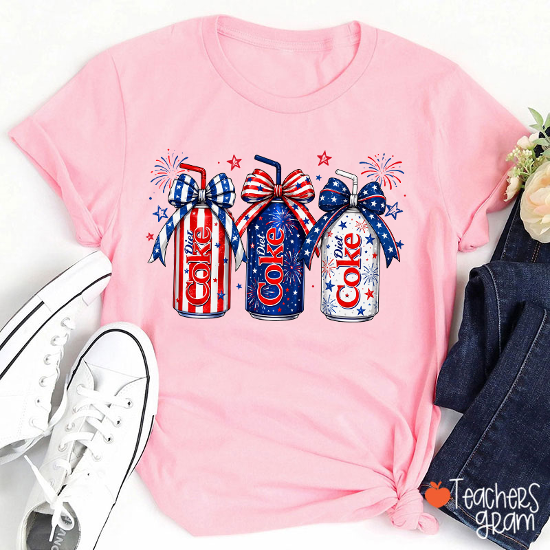 4th Of July Coquette Bow Coke Lover Teacher T-Shirt