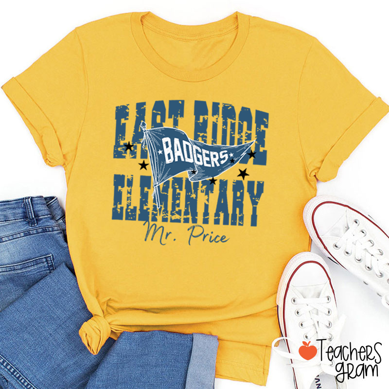 Personalized School Mascot Pennant Flag Teacher T-Shirt