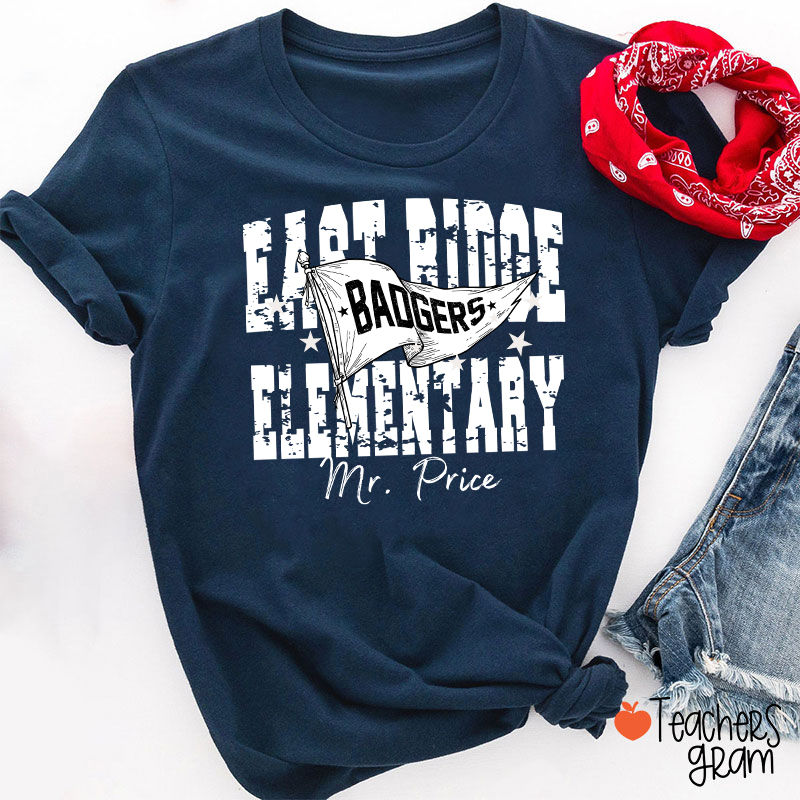 Personalized School Mascot Pennant Flag Teacher T-Shirt