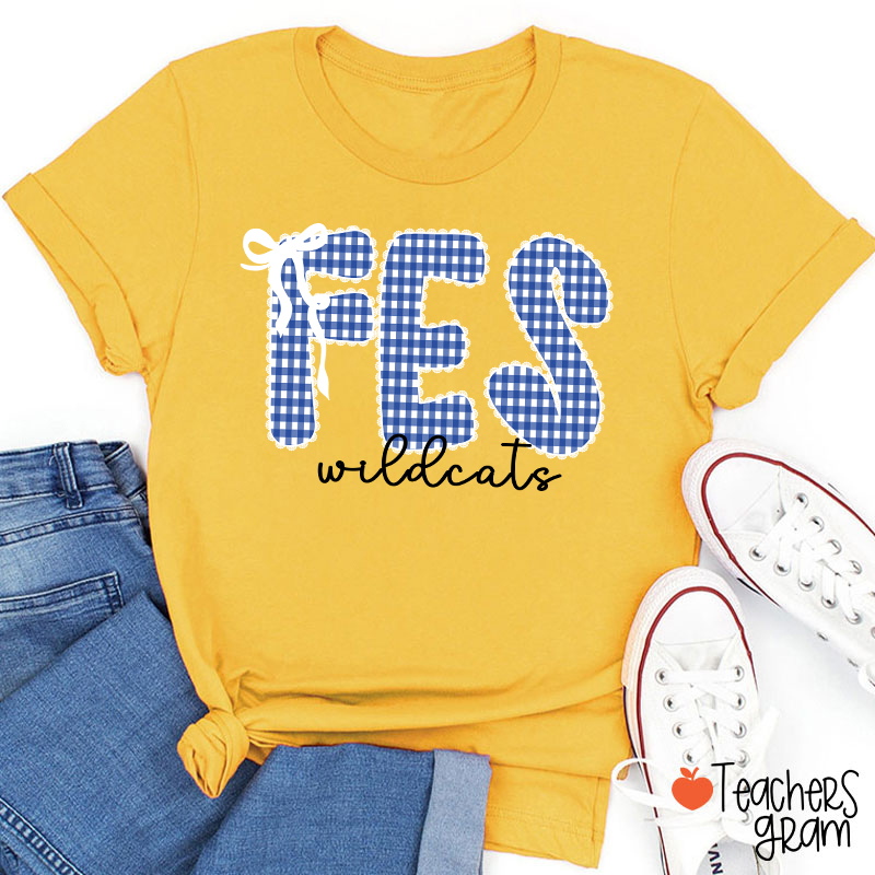 Personalized Gingham School Spirit Teacher T-Shirt