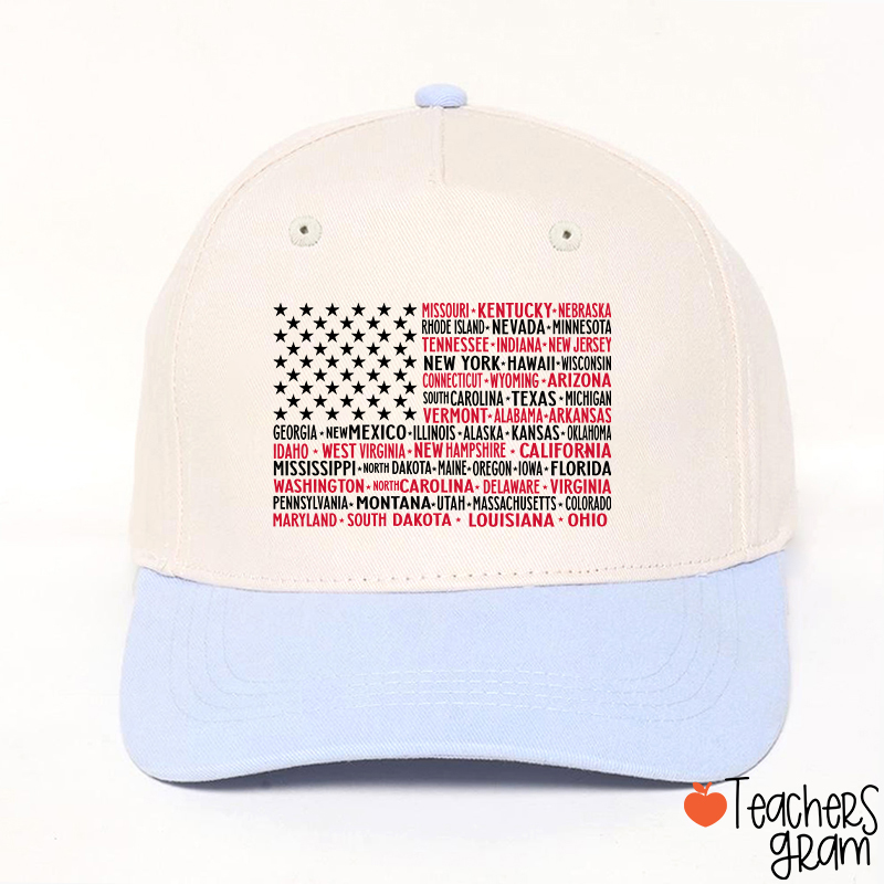Vintage American Flag 4th Of July Teacher Baseball Cap