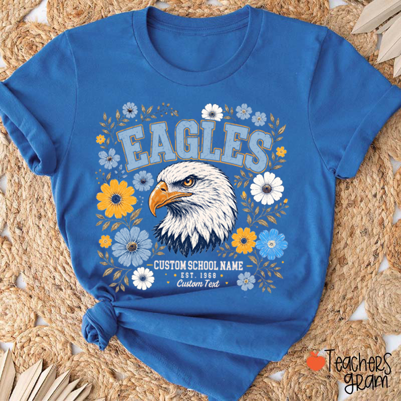 Personalized Mascot Floral Est Custom Text Teacher T-Shirt