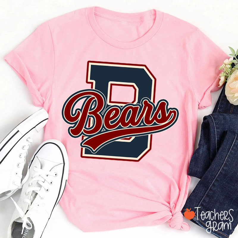 Personalized Mascot Varsity Letter Script Teacher T-Shirt